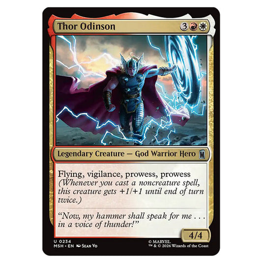 Thor Odinson 0234 card from the Magic The Gathering set Marvel Super Heroes