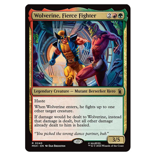 Wolverine, Fierce Fighter 0240 card from the Magic The Gathering set Marvel Super Heroes