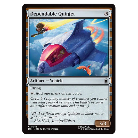 Dependable Quinjet 0246 card from the Magic The Gathering set Marvel Super Heroes