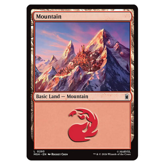 Mountain 0293 card from the Magic The Gathering set Marvel Super Heroes