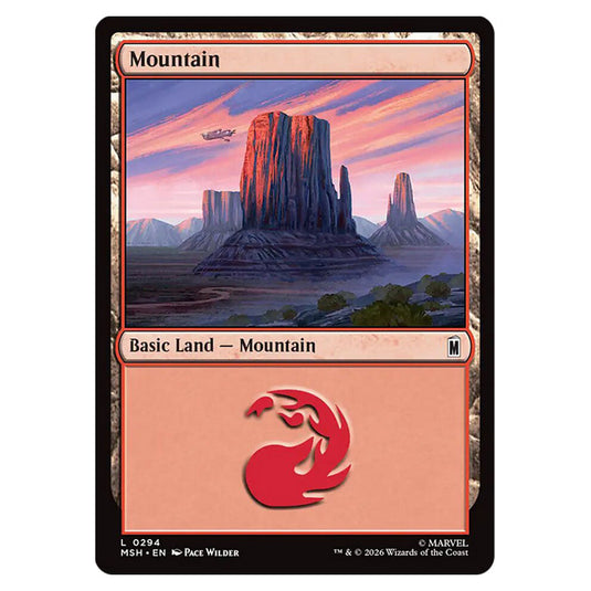 Mountain 0294 card from the Magic The Gathering set Marvel Super Heroes