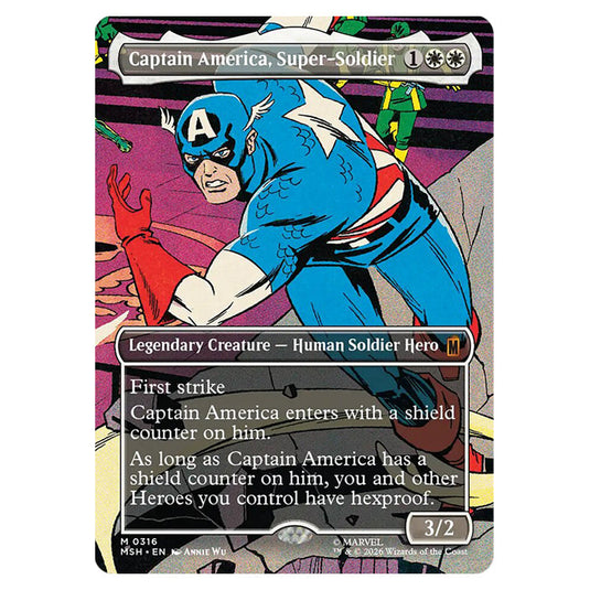 Captain America, Super-Soldier 0316 card from the Magic The Gathering set Marvel Super Heroes