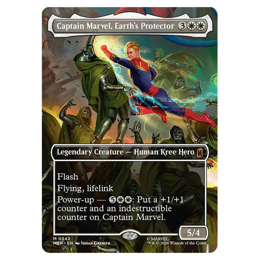 Captain Marvel, Earth's Protector 0342 card from the Magic The Gathering set Marvel Super Heroes