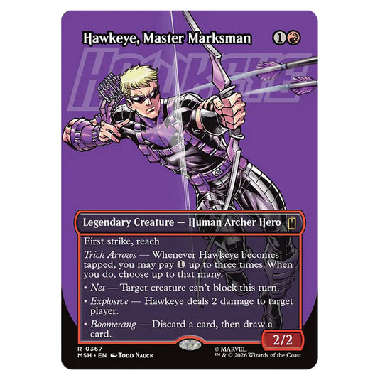 Hawkeye, Master Marksman 0367 card from the Magic The Gathering set Marvel Super Heroes