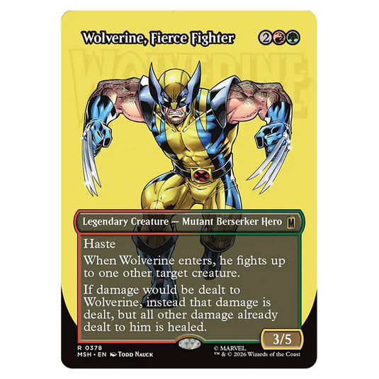 Wolverine, Fierce Fighter 0378 card from the Magic The Gathering set Marvel Super Heroes