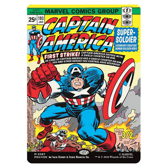 Captain America, Super-Soldier 0387 card from the Magic The Gathering set Marvel Super Heroes