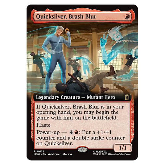 Quicksilver, Brash Blur 0412 card from the Magic The Gathering set Marvel Super Heroes