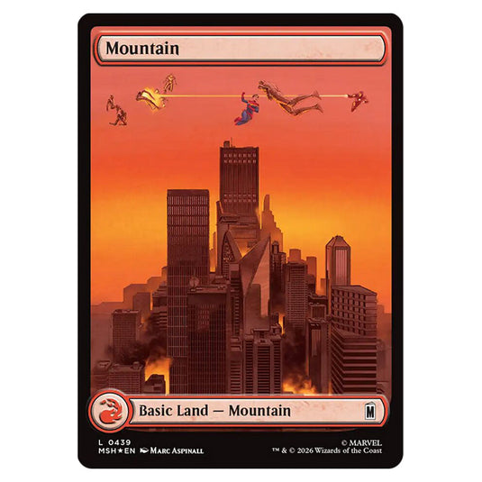 Mountain 0439 card from the Magic The Gathering set Marvel Super Heroes