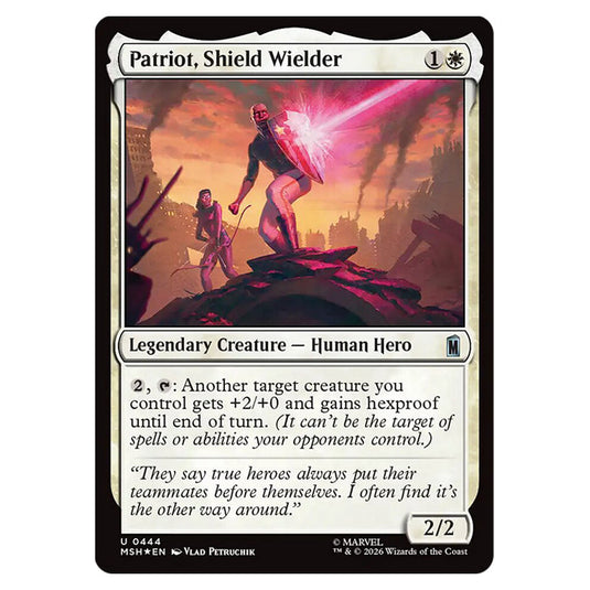 Patriot, Shield Wielder 0444 card from the Magic The Gathering set Marvel Super Heroes