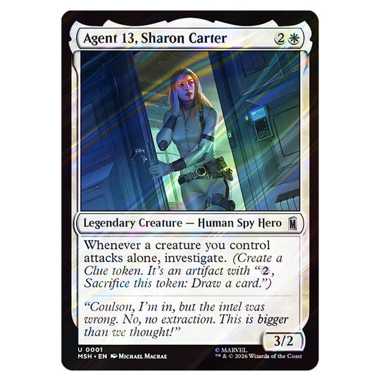 Agent 13, Sharon Carter 0001 card from the Magic The Gathering set Marvel Super Heroes