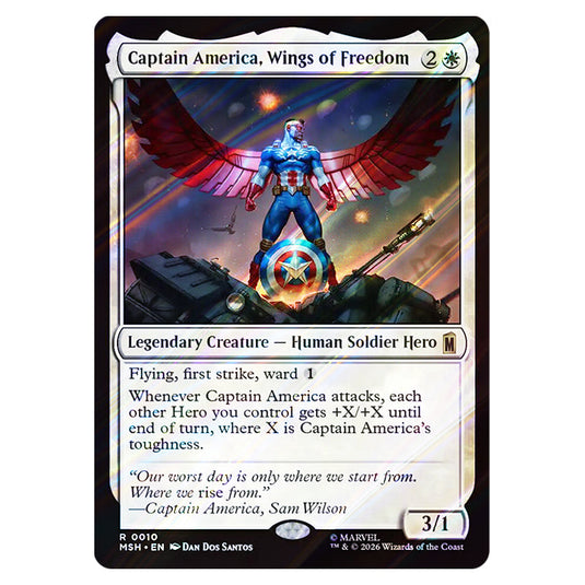Captain America, Wings of Freedom 0010 card from the Magic The Gathering set Marvel Super Heroes
