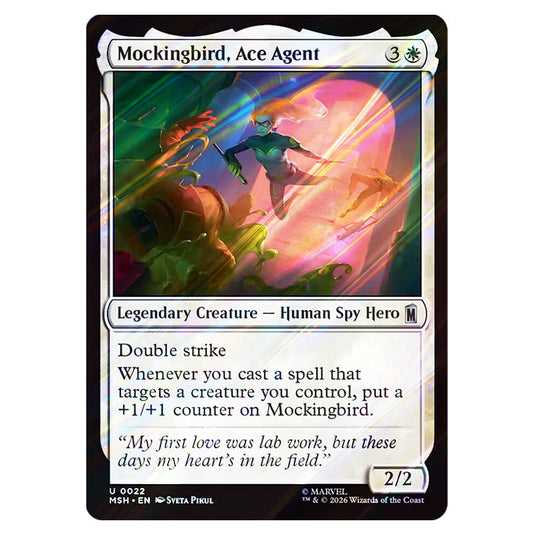 Mockingbird, Ace Agent 0022 card from the Magic The Gathering set Marvel Super Heroes