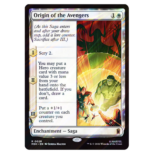 Origin of the Avengers 0028 card from the Magic The Gathering set Marvel Super Heroes