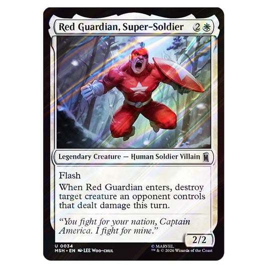 Red Guardian, Super-Soldier 0034 card from the Magic The Gathering set Marvel Super Heroes