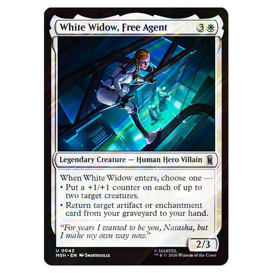 White Widow, Free Agent 0042 card from the Magic The Gathering set Marvel Super Heroes