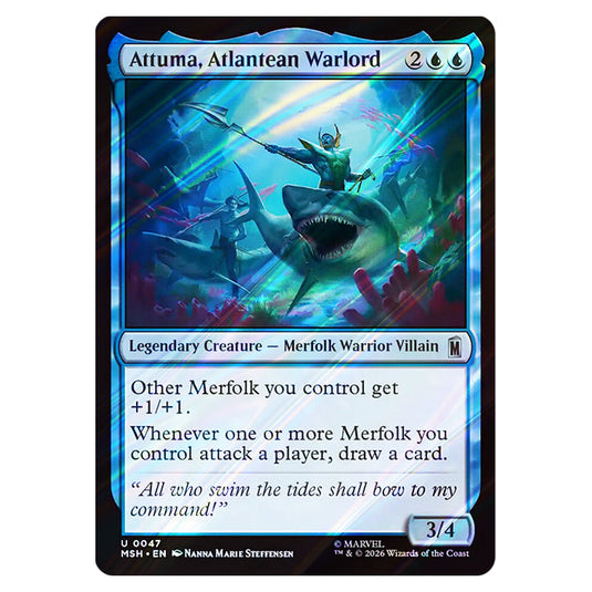 Attuma, Atlantean Warlord 0047 card from the Magic The Gathering set Marvel Super Heroes