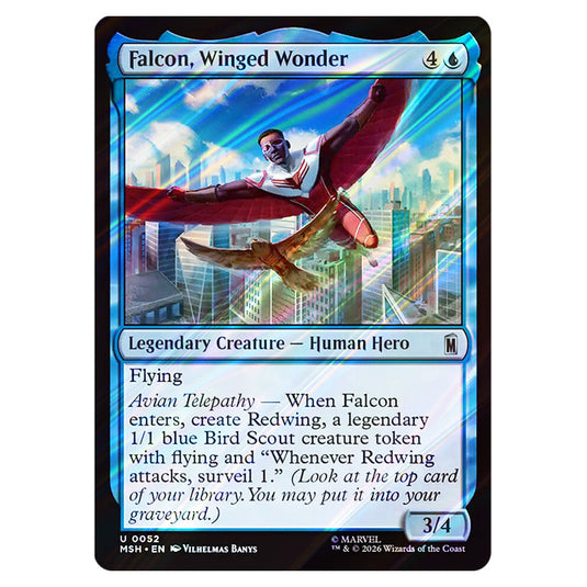 Falcon, Winged Wonder 0052 card from the Magic The Gathering set Marvel Super Heroes