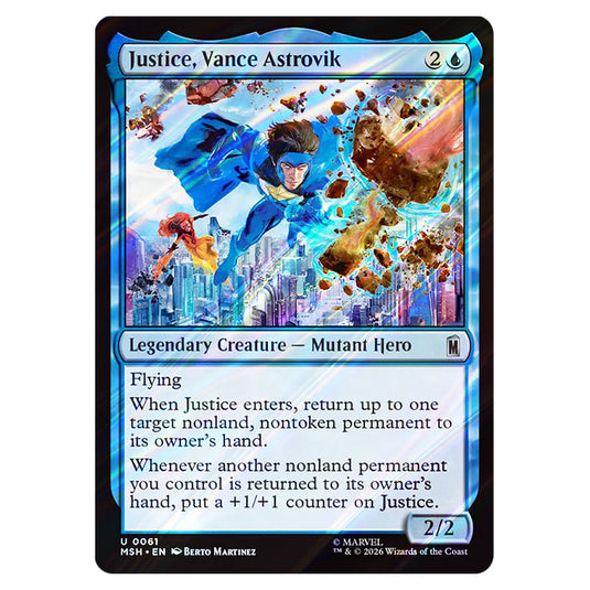 Justice, Vance Astrovik 0061 card from the Magic The Gathering set Marvel Super Heroes