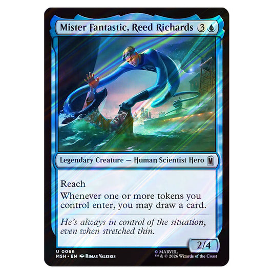 Mister Fantastic, Reed Richards 0066 card from the Magic The Gathering set Marvel Super Heroes