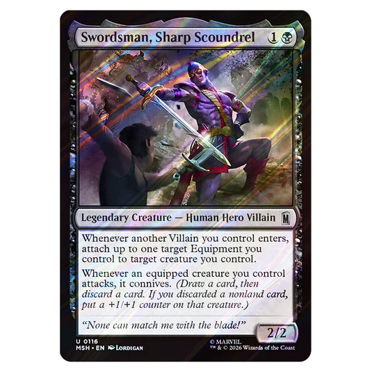 Swordsman, Sharp Scoundrel 0116 card from the Magic The Gathering set Marvel Super Heroes