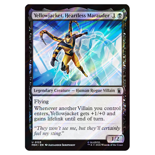 Yellowjacket, Heartless Marauder 0123 card from the Magic The Gathering set Marvel Super Heroes
