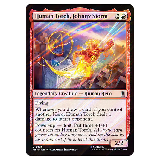 Human Torch, Johnny Storm 0136 card from the Magic The Gathering set Marvel Super Heroes