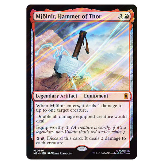 Mjölnir, Hammer of Thor 0146 card from the Magic The Gathering set Marvel Super Heroes
