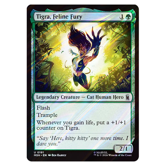 Tigra, Feline Fury 0191 card from the Magic The Gathering set Marvel Super Heroes