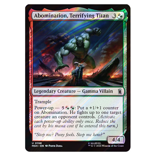 Abomination, Terrifying Titan 0198 card from the Magic The Gathering set Marvel Super Heroes