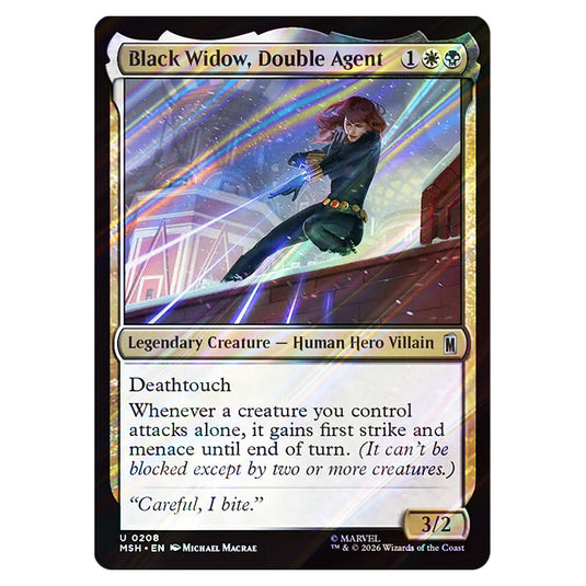 Black Widow, Double Agent 0208 card from the Magic The Gathering set Marvel Super Heroes