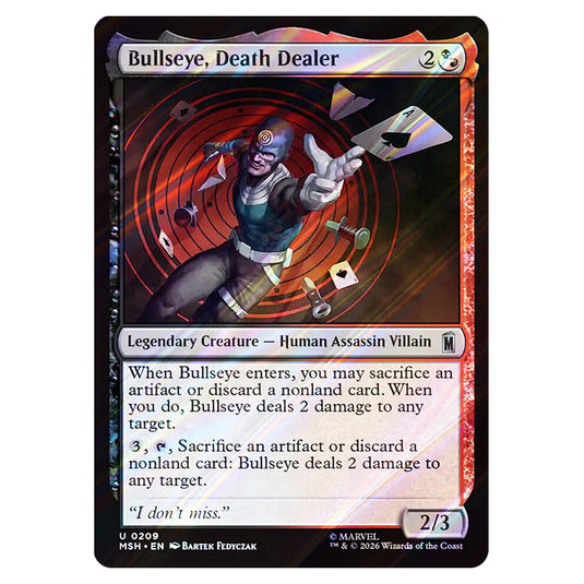 Bullseye, Death Dealer 0209 card from the Magic The Gathering set Marvel Super Heroes