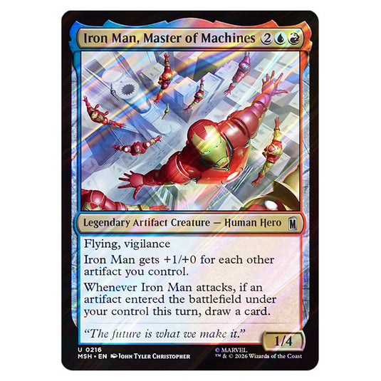 Iron Man, Master of Machines 0216 card from the Magic The Gathering set Marvel Super Heroes