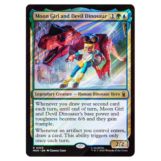 Moon Girl and Devil Dinosaur 0223 card from the Magic The Gathering set Marvel Super Heroes