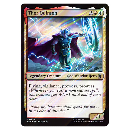 Thor Odinson 0234 card from the Magic The Gathering set Marvel Super Heroes