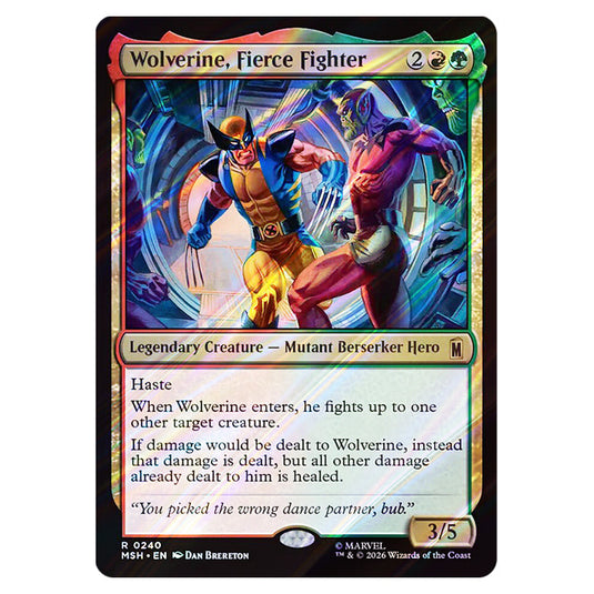 Wolverine, Fierce Fighter 0240 card from the Magic The Gathering set Marvel Super Heroes
