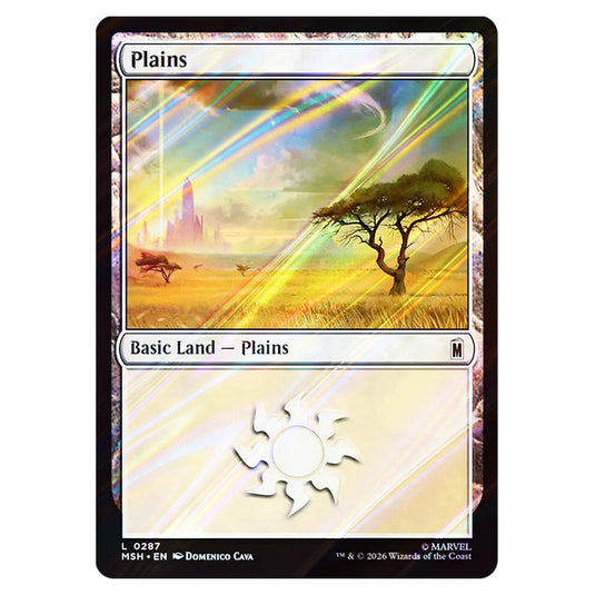 Plains 0287 card from the Magic The Gathering set Marvel Super Heroes