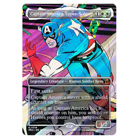 Captain America, Super-Soldier 0316 card from the Magic The Gathering set Marvel Super Heroes