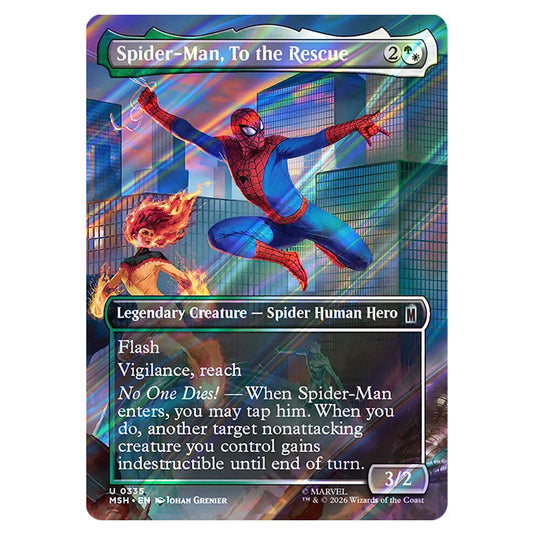 Spider-Man, To the Rescue 0335 card from the Magic The Gathering set Marvel Super Heroes