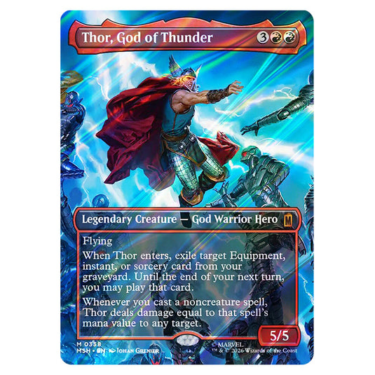 Thor, God of Thunder 0338 card from the Magic The Gathering set Marvel Super Heroes
