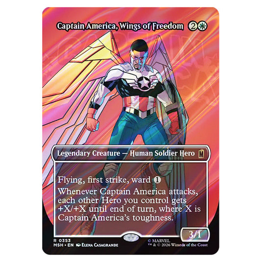 Captain America, Wings of Freedom 0353 card from the Magic The Gathering set Marvel Super Heroes