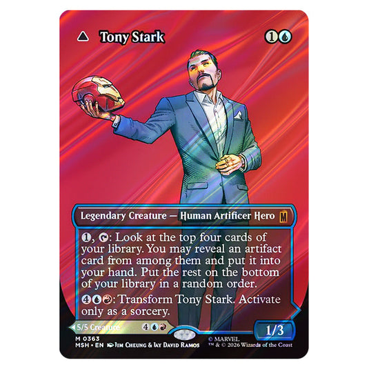 Tony Stark // The Invincible Iron Man 0363 card from the Magic The Gathering set Marvel Super Heroes