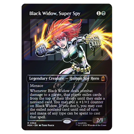 Black Widow, Super Spy 0364 card from the Magic The Gathering set Marvel Super Heroes
