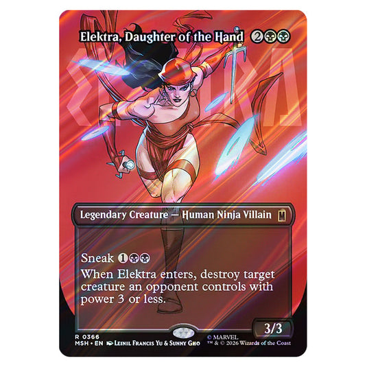 Elektra, Daughter of the Hand 0366 card from the Magic The Gathering set Marvel Super Heroes