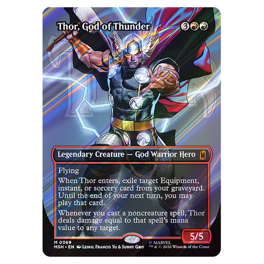 Thor, God of Thunder 0369 card from the Magic The Gathering set Marvel Super Heroes