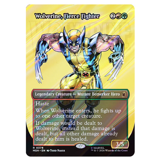 Wolverine, Fierce Fighter 0378 card from the Magic The Gathering set Marvel Super Heroes