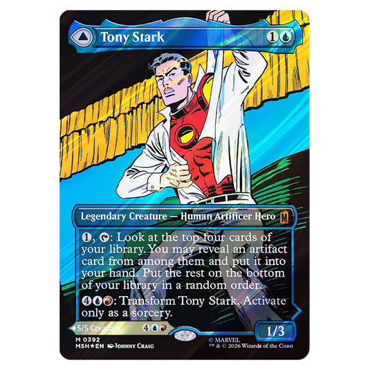 Tony Stark // The Invincible Iron Man 0392 card from the Magic The Gathering set Marvel Super Heroes