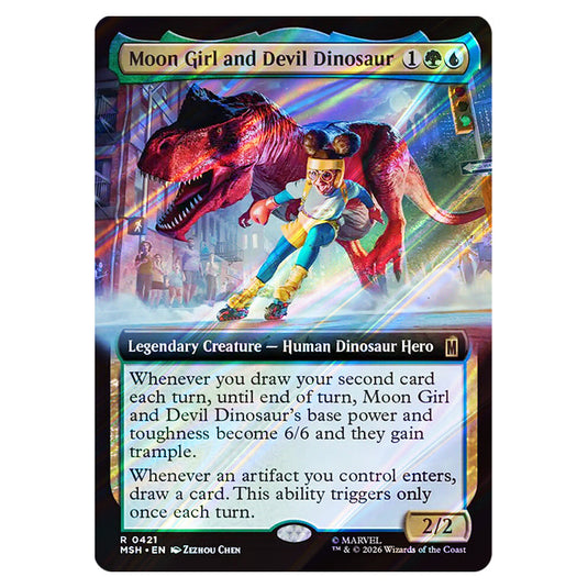 Moon Girl and Devil Dinosaur 0421 card from the Magic The Gathering set Marvel Super Heroes