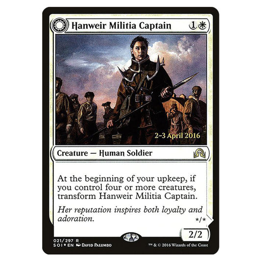 Hanweir Militia Captain // Westvale Cult Leader 21s card from the Magic The Gathering set Shadows Over Innistrad Promos