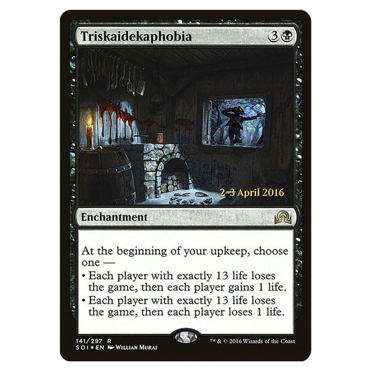 Triskaidekaphobia 141s card from the Magic The Gathering set Shadows Over Innistrad Promos