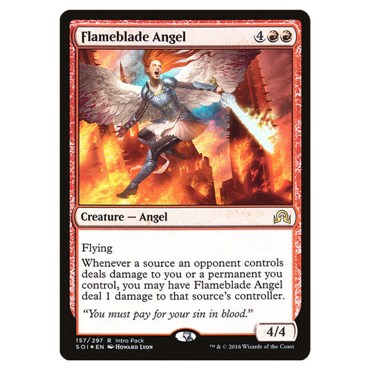 Flameblade Angel 157 card from the Magic The Gathering set Shadows Over Innistrad Promos